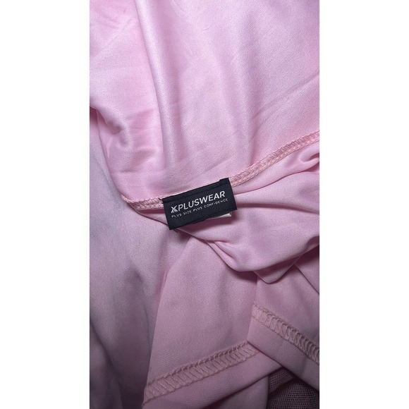 X Plus Wear Pink Silver Star Tulle Mesh Maxi Dress Long Sleeve V Neck Plus SZ 4X - Picture 6 of 8